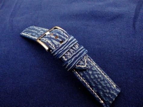 breitling shark skin strap blue|Aqua Blue Shark Skin Watch Strap for Breitling – 2422B.